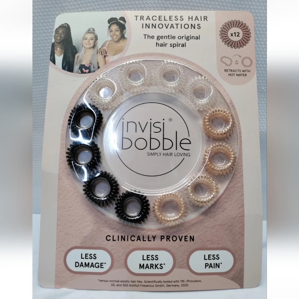 InvisiBobble Happy Healthy Hair Bundle 12 Pc Hair Spiral Set In 3 Colors